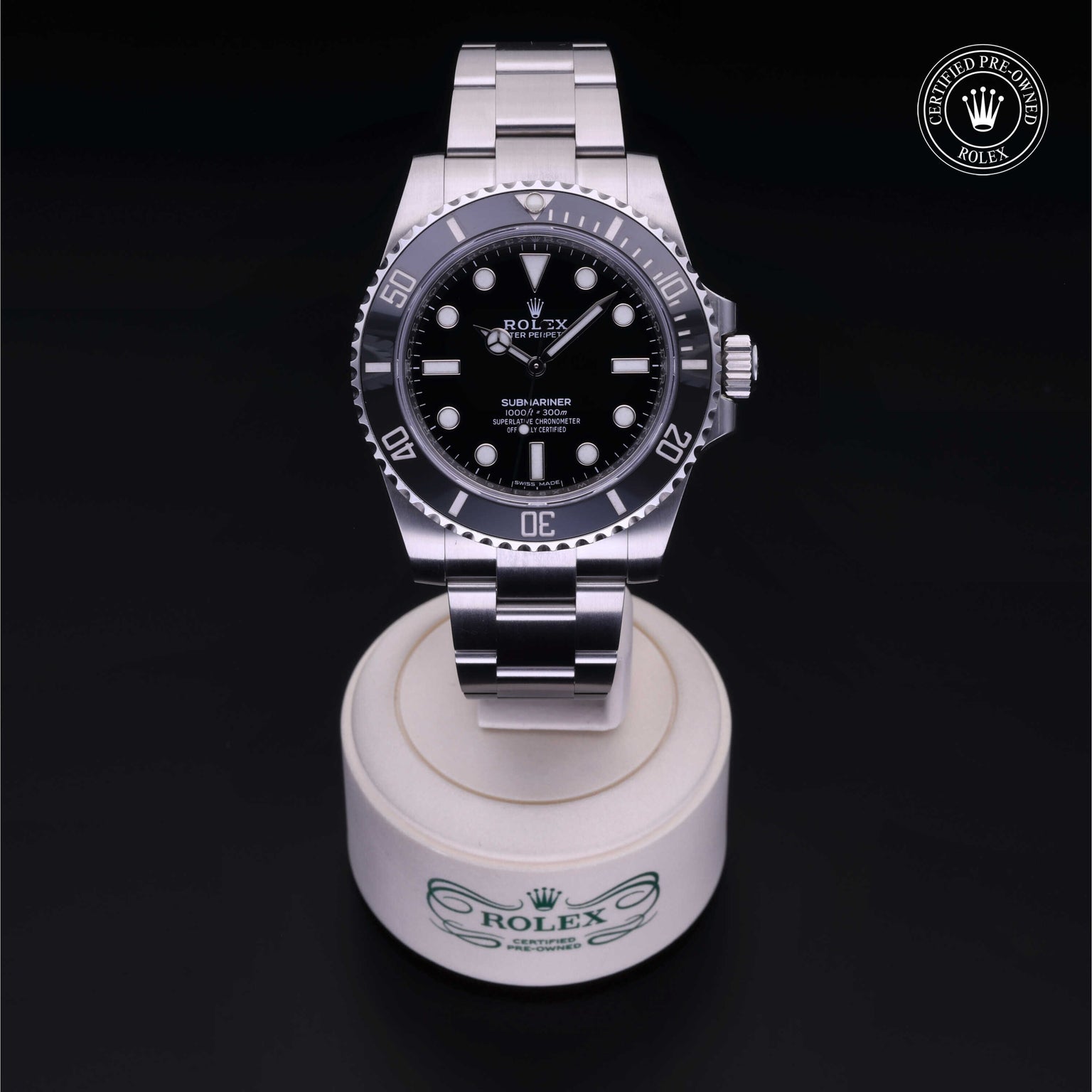Rolex Certified Pre-owned Submariner M114060-0002 front on black background