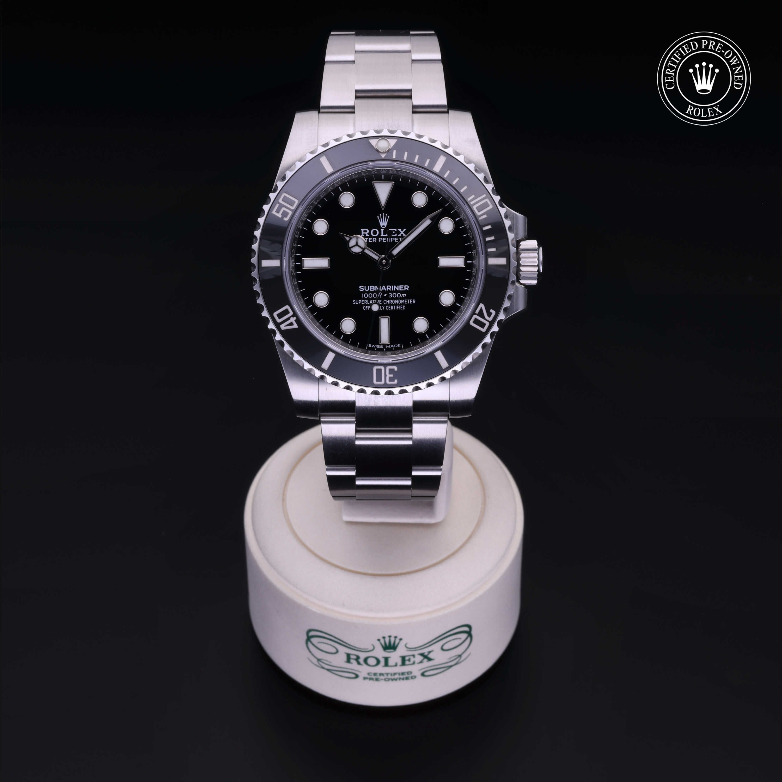 Rolex Certified Pre-owned Submariner M114060-0002 front on black background