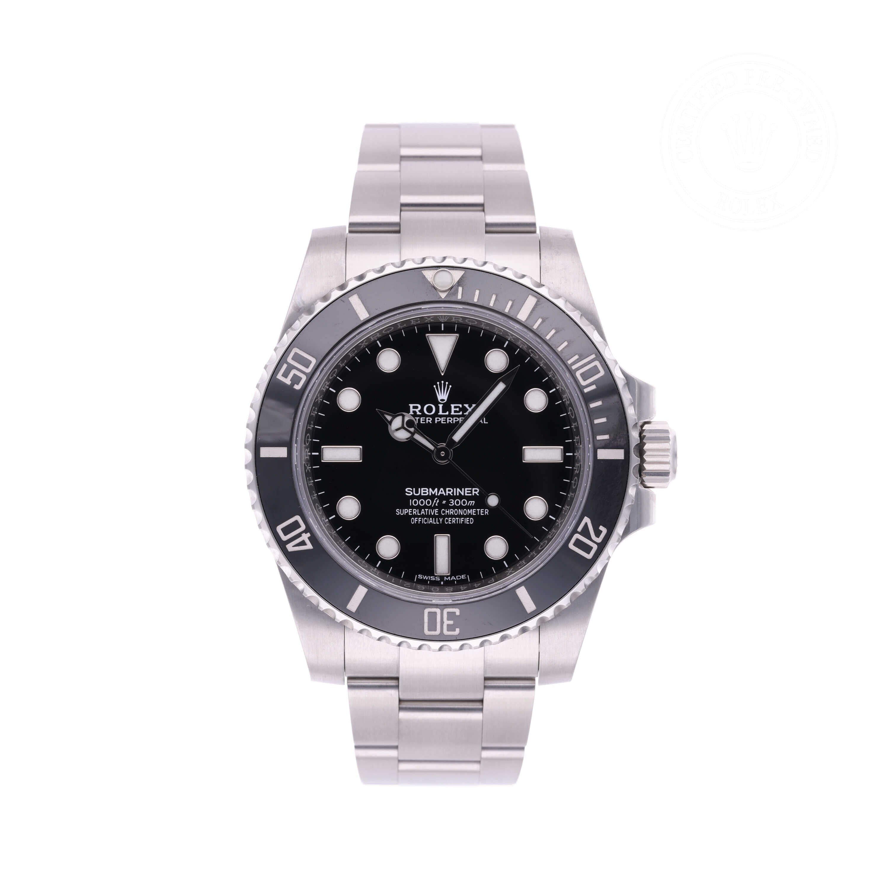 Rolex Certified Pre-owned Submariner M114060-0002 front on white background