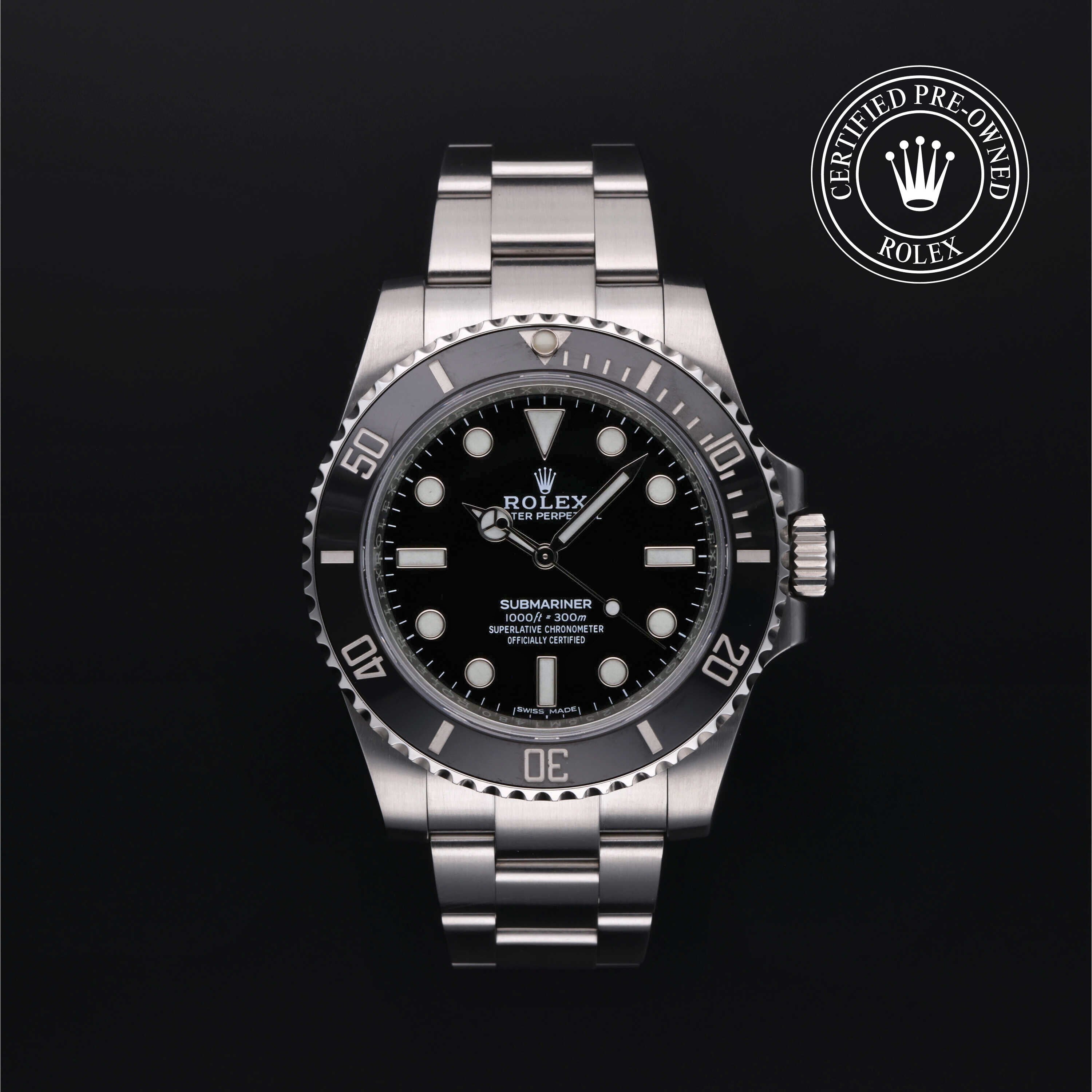Rolex Certified Pre-owned Submariner M114060-0002 front on black background