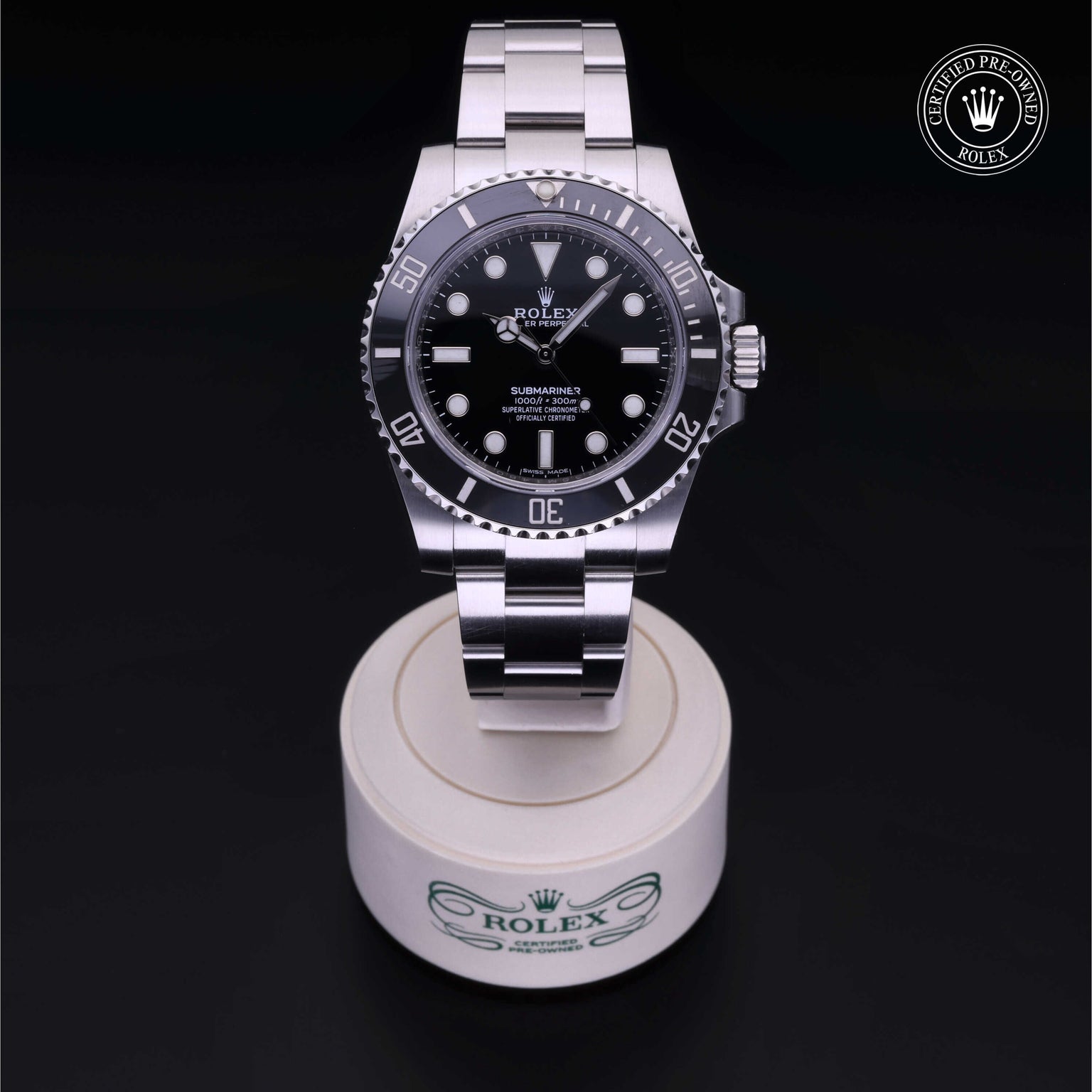 Rolex Certified Pre-owned Submariner M114060-0002 front on black background