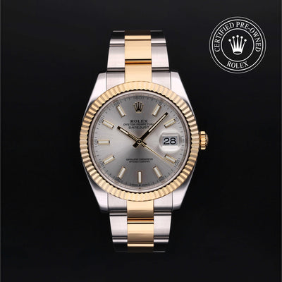 Rolex Certified Pre-owned Datejust M126333-0001 front on black background