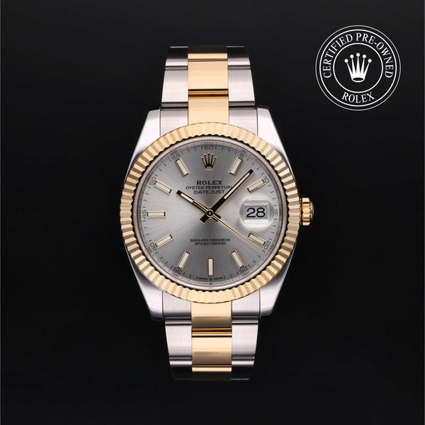 Rolex Certified Pre-owned Datejust M126333-0001 front on black background