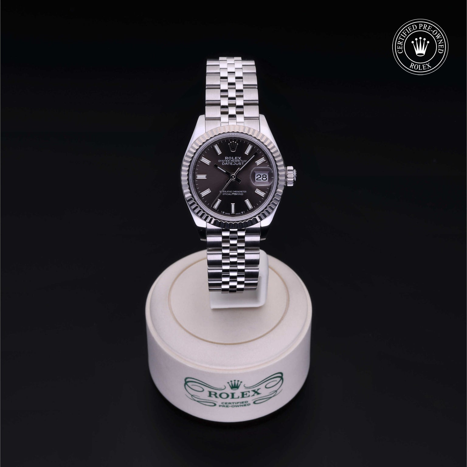 Rolex Certified Pre-owned Lady Datejust M279174-0011 front on black background