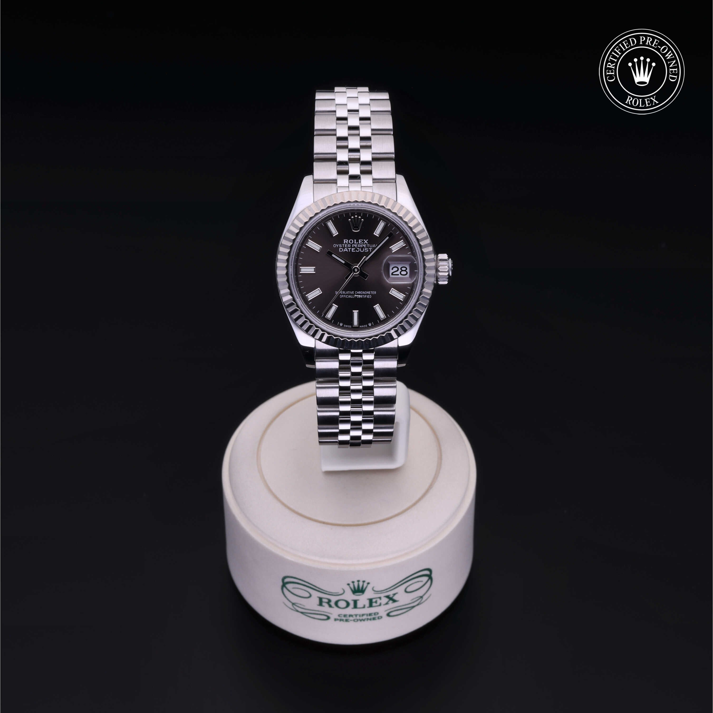 Rolex Certified Pre-owned Lady Datejust M279174-0011 front on black background