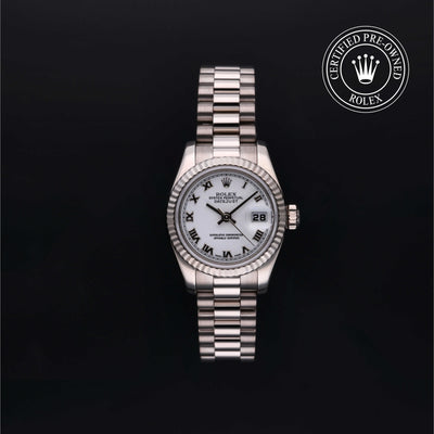 Rolex Certified Pre-owned Lady Datejust M179179-0003 front on black background