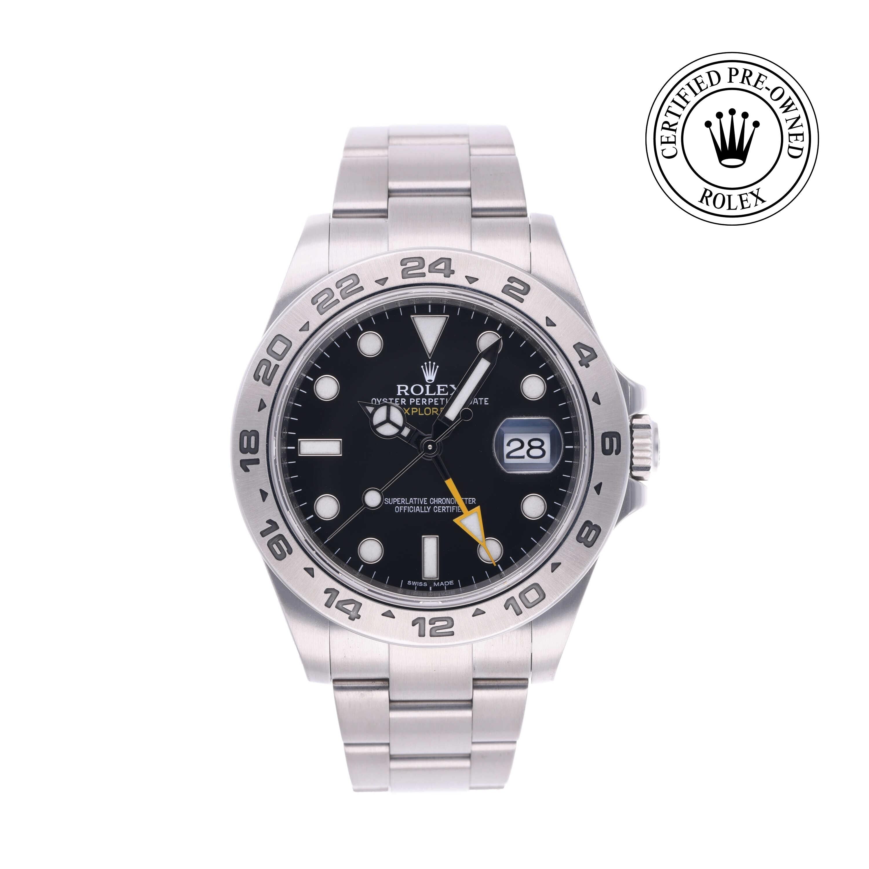 Rolex Certified Pre-owned Explorer M216570-0002 front on white background