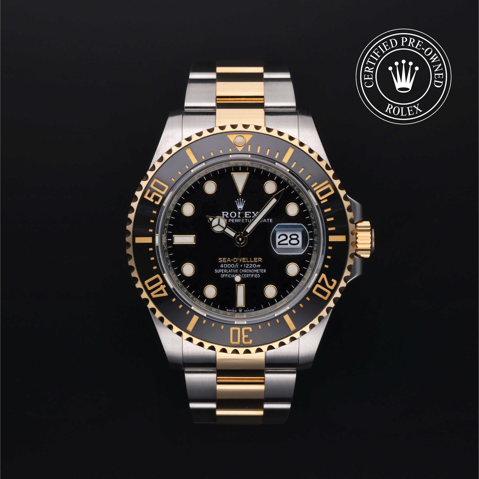 Rolex Certified Pre-owned Sea-Dweller M126603-0001 front on black background
