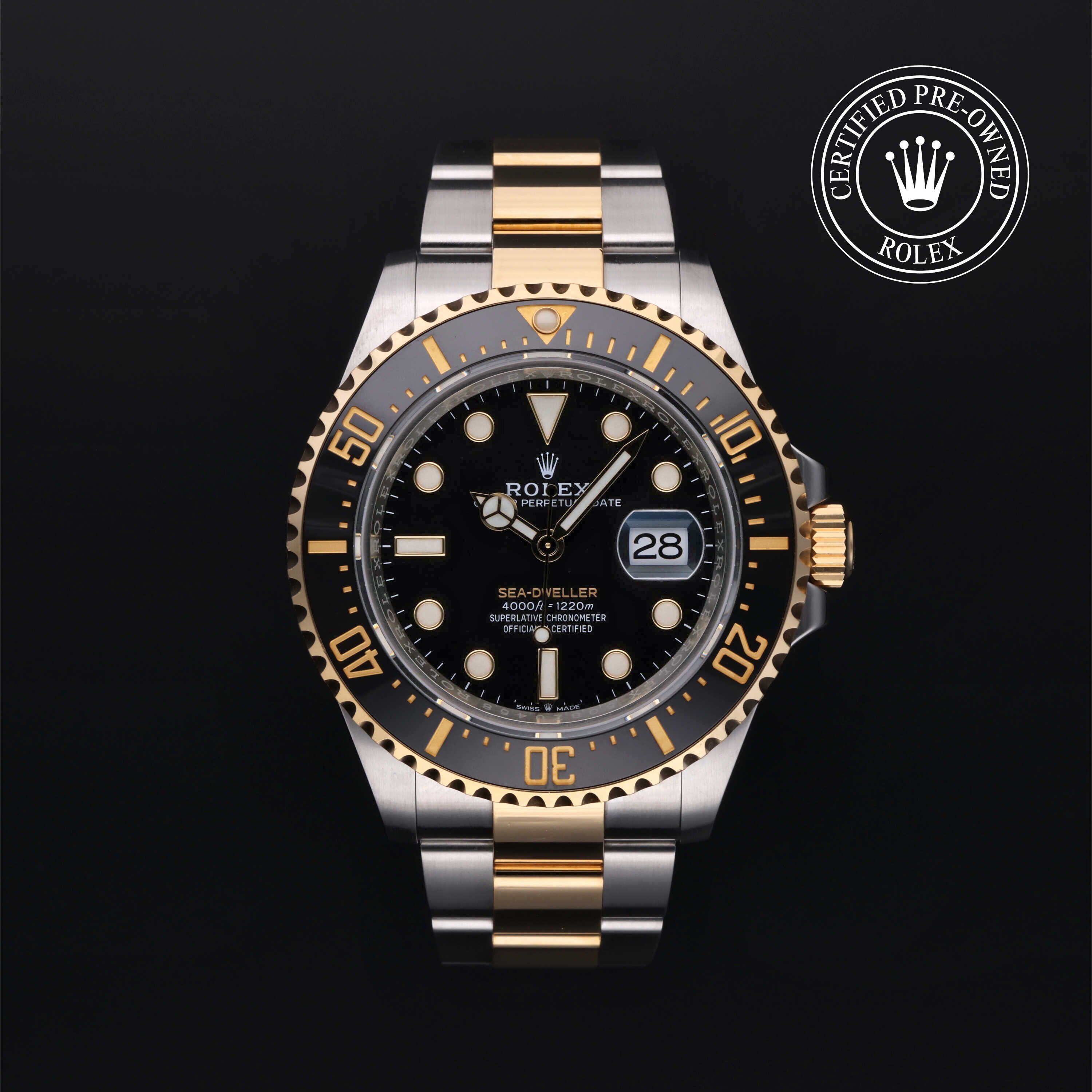 Rolex Certified Pre-owned Sea-Dweller M126603-0001 front on black background