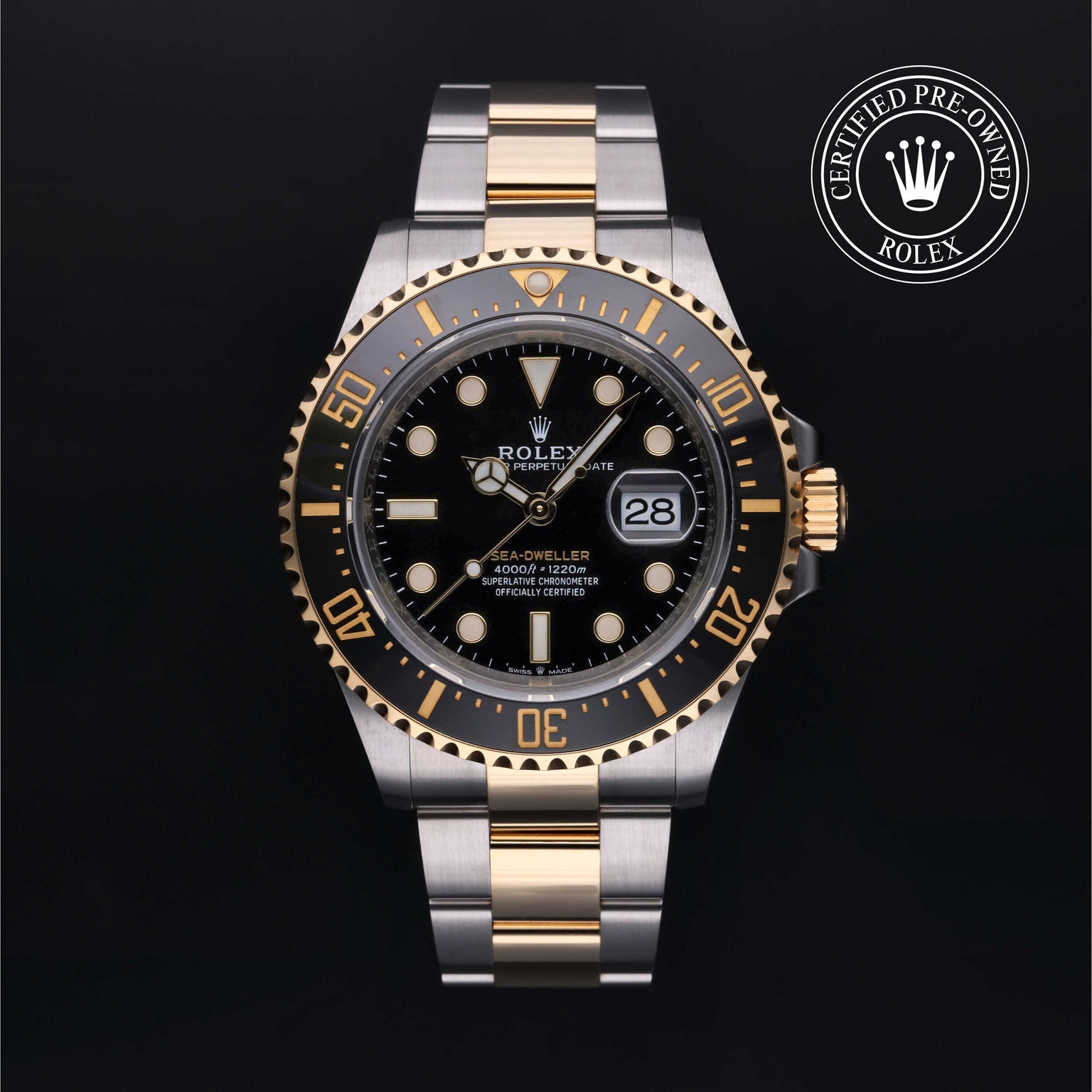Rolex Certified Pre-owned Sea-Dweller M126603-0001 front on black background