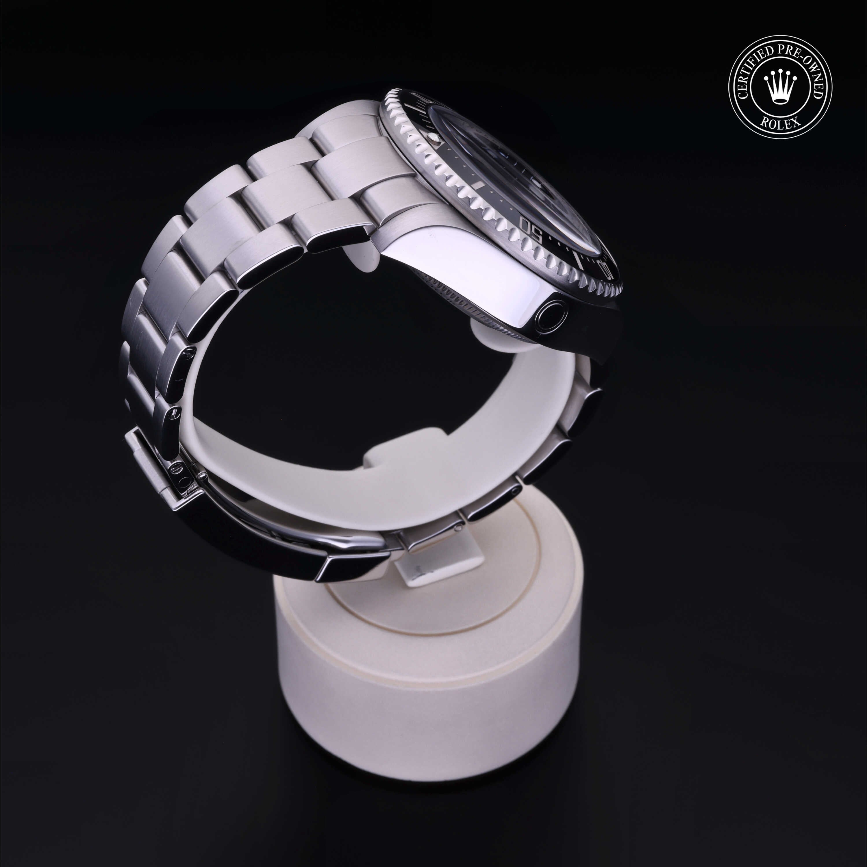 Rolex Certified Pre-owned Sea-Dweller M116660-0001 front on black background
