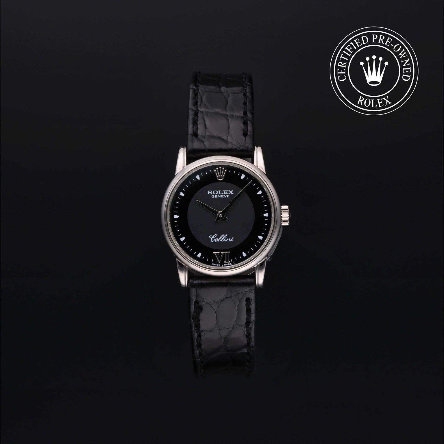 Rolex Certified Pre-owned Cellini M6111/9-0003 front on black background