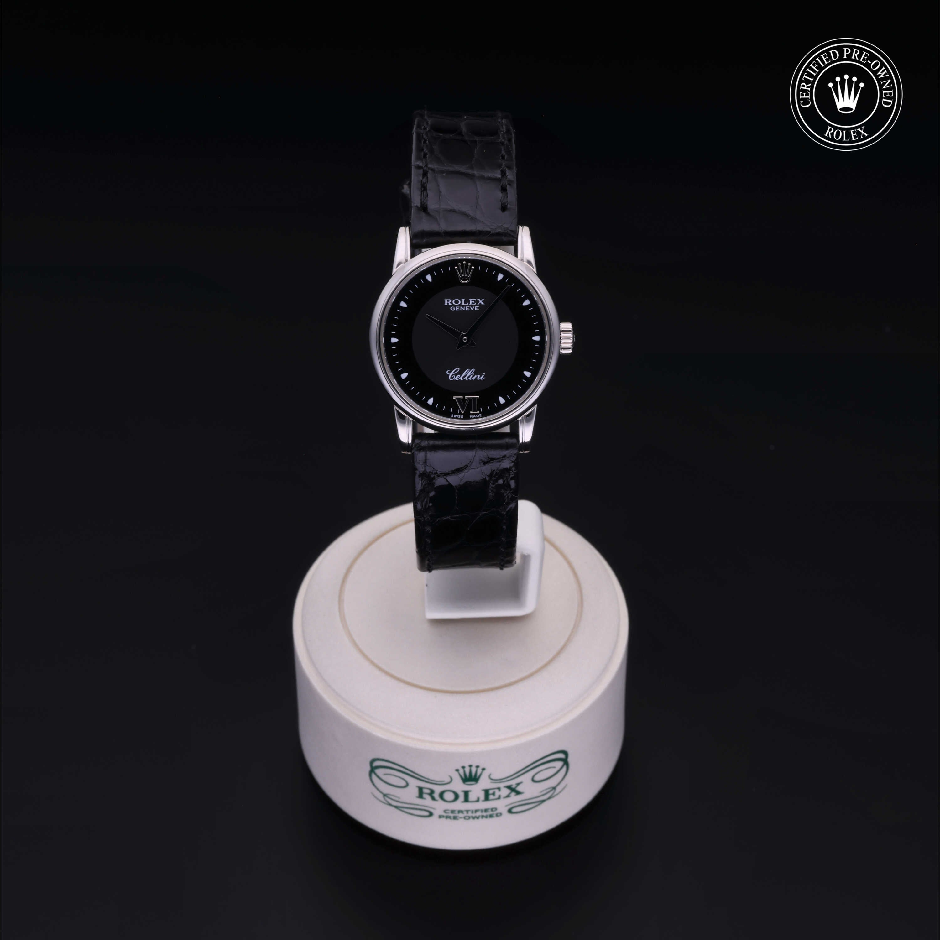 Rolex Certified Pre-owned Cellini M6111/9-0003 front on black background