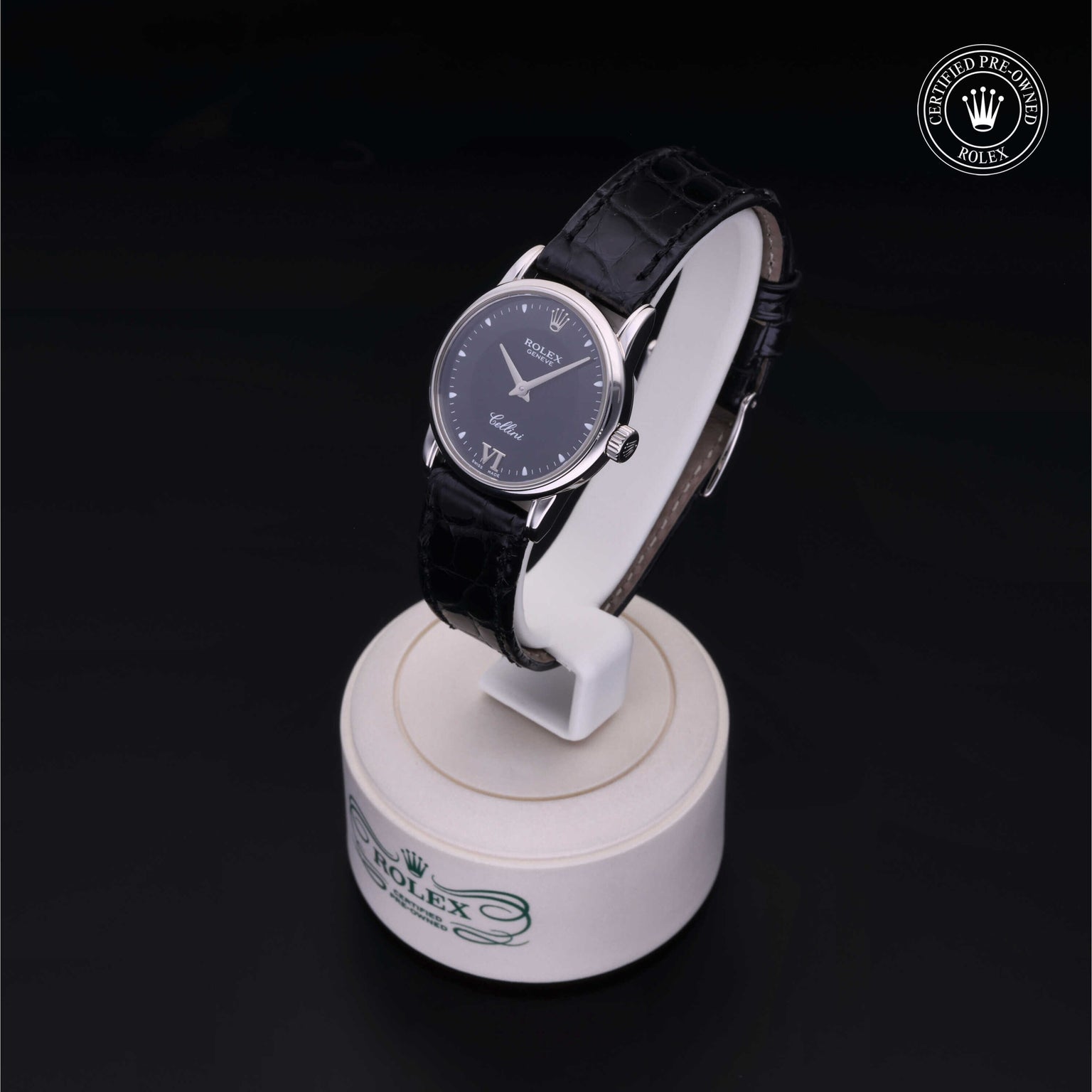 Rolex Certified Pre-owned Cellini M6111/9-0003 front on black background