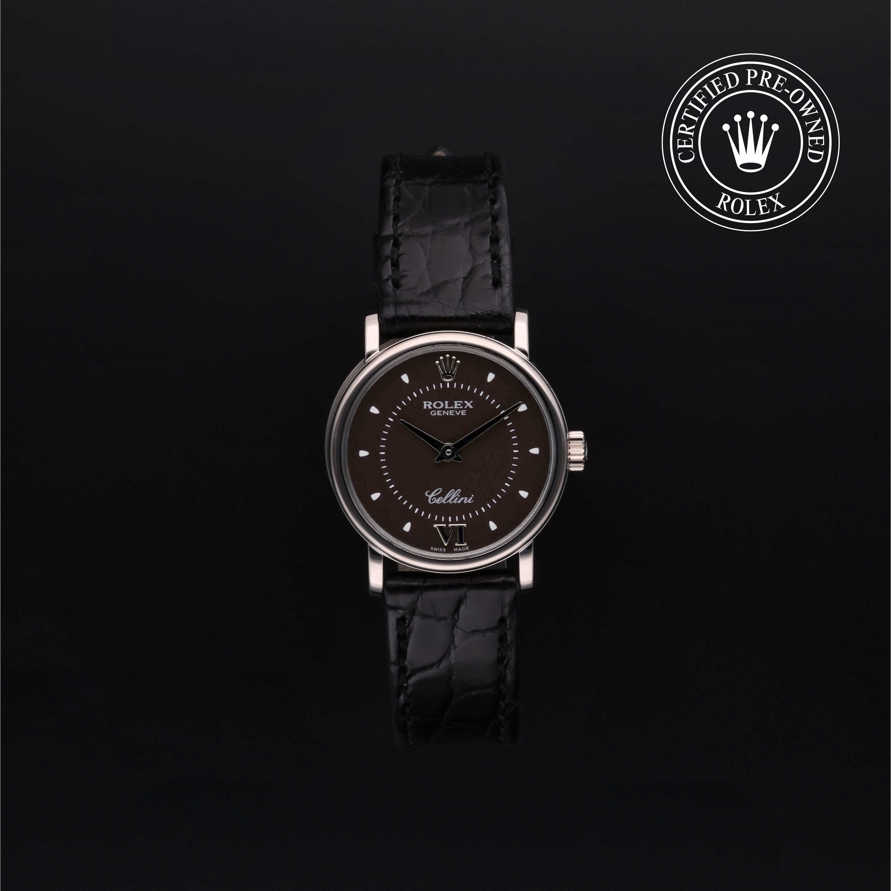 Rolex Certified Pre-owned Cellini M6110/9-0010 front on black background