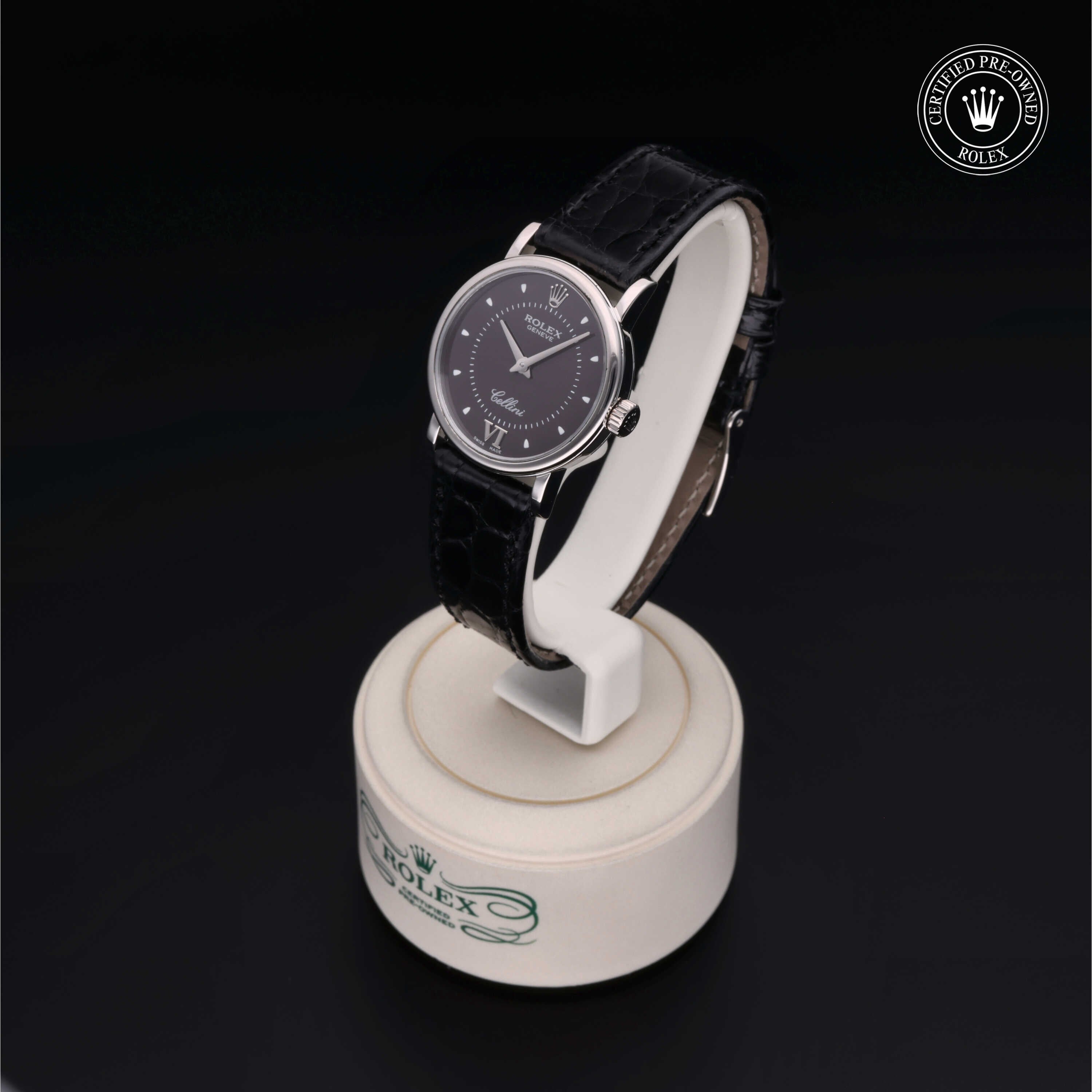 Rolex Certified Pre-owned Cellini M6110/9-0010 front on black background