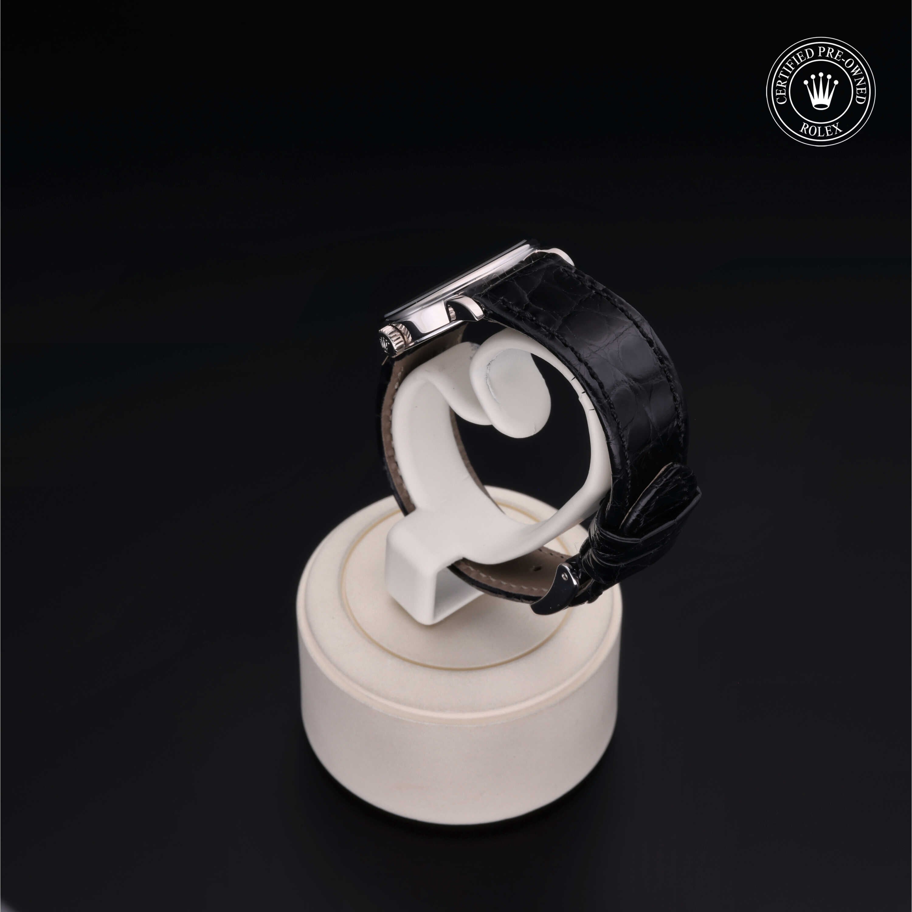 Rolex Certified Pre-owned Cellini M6110/9-0010 front on black background