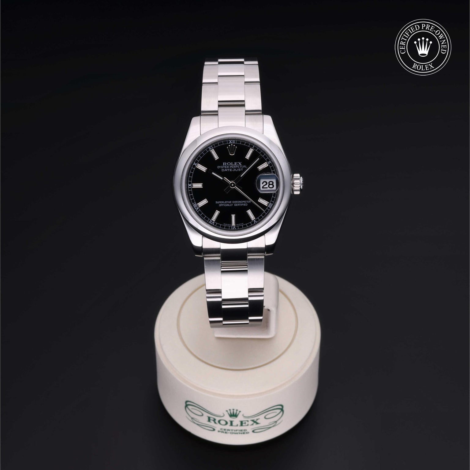 Rolex CPO Lady Datejust M178240 front on white background