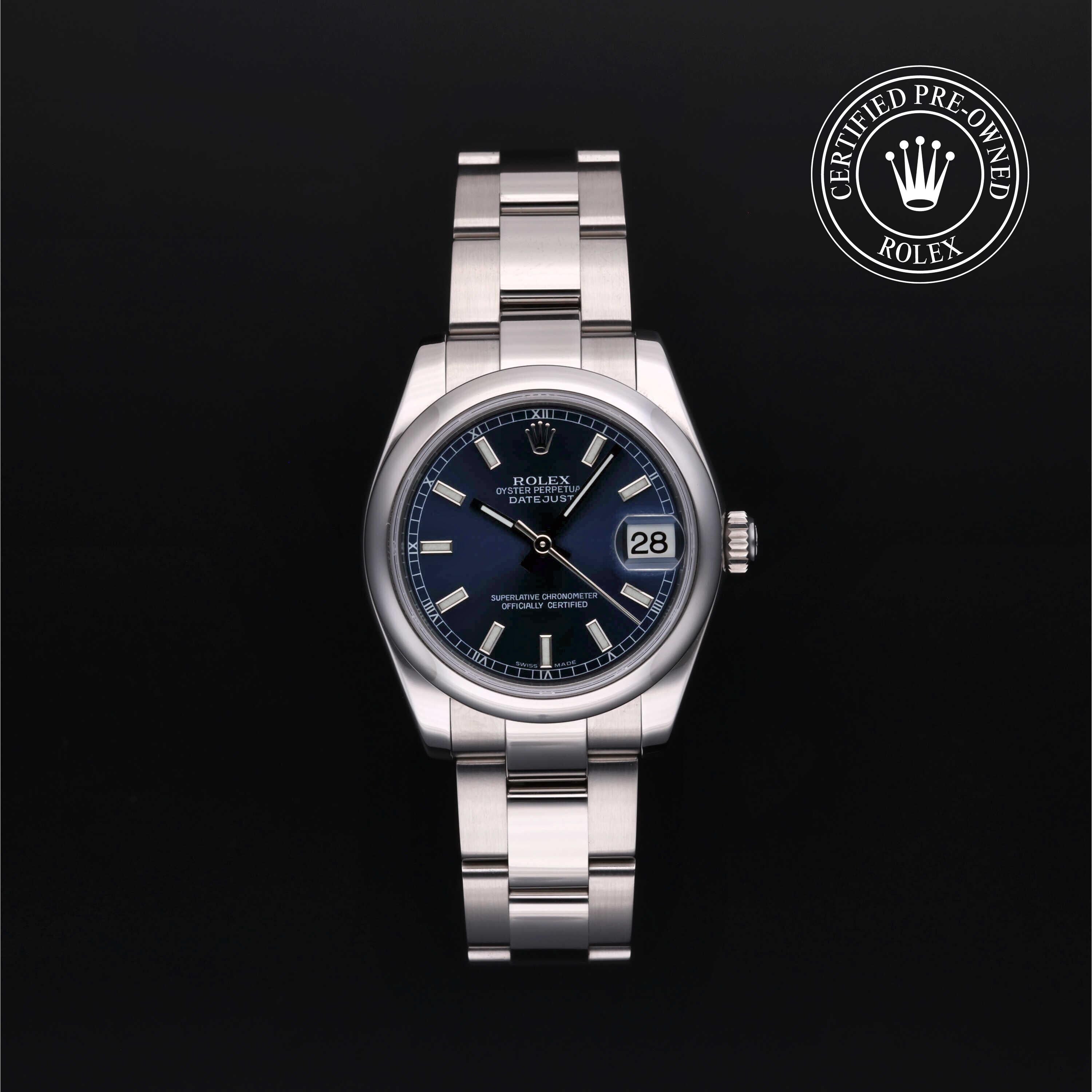 Rolex Certified Pre-owned Lady Datejust M178240-0023 front on black background