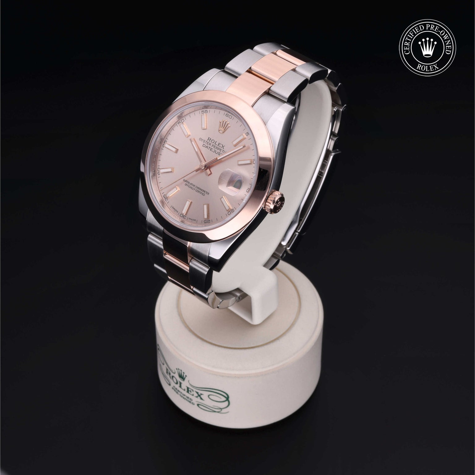 Rolex Certified Pre-owned Datejust M126301-0007 front on black background