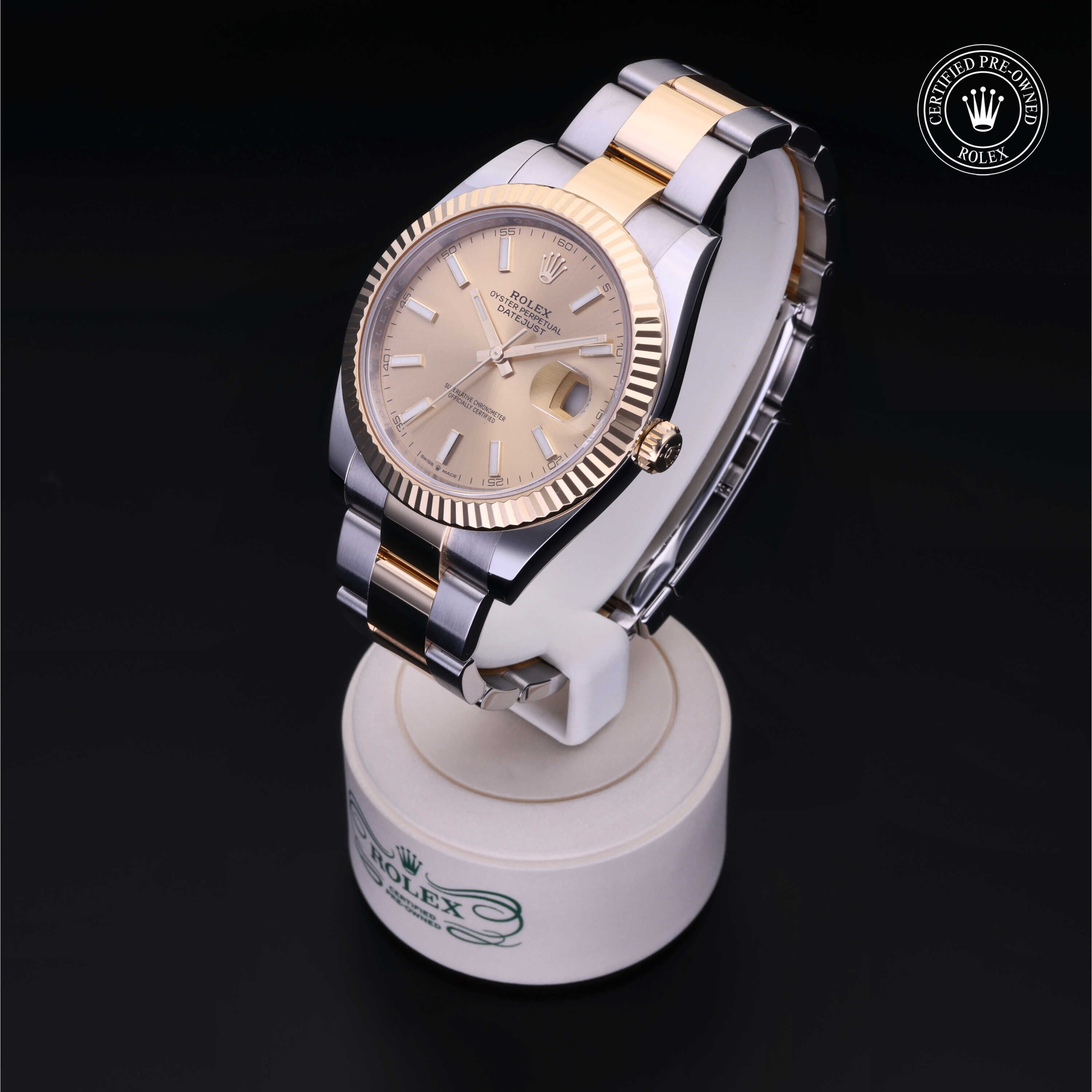 Rolex Certified Pre-owned Datejust M126333-0009 front on black background