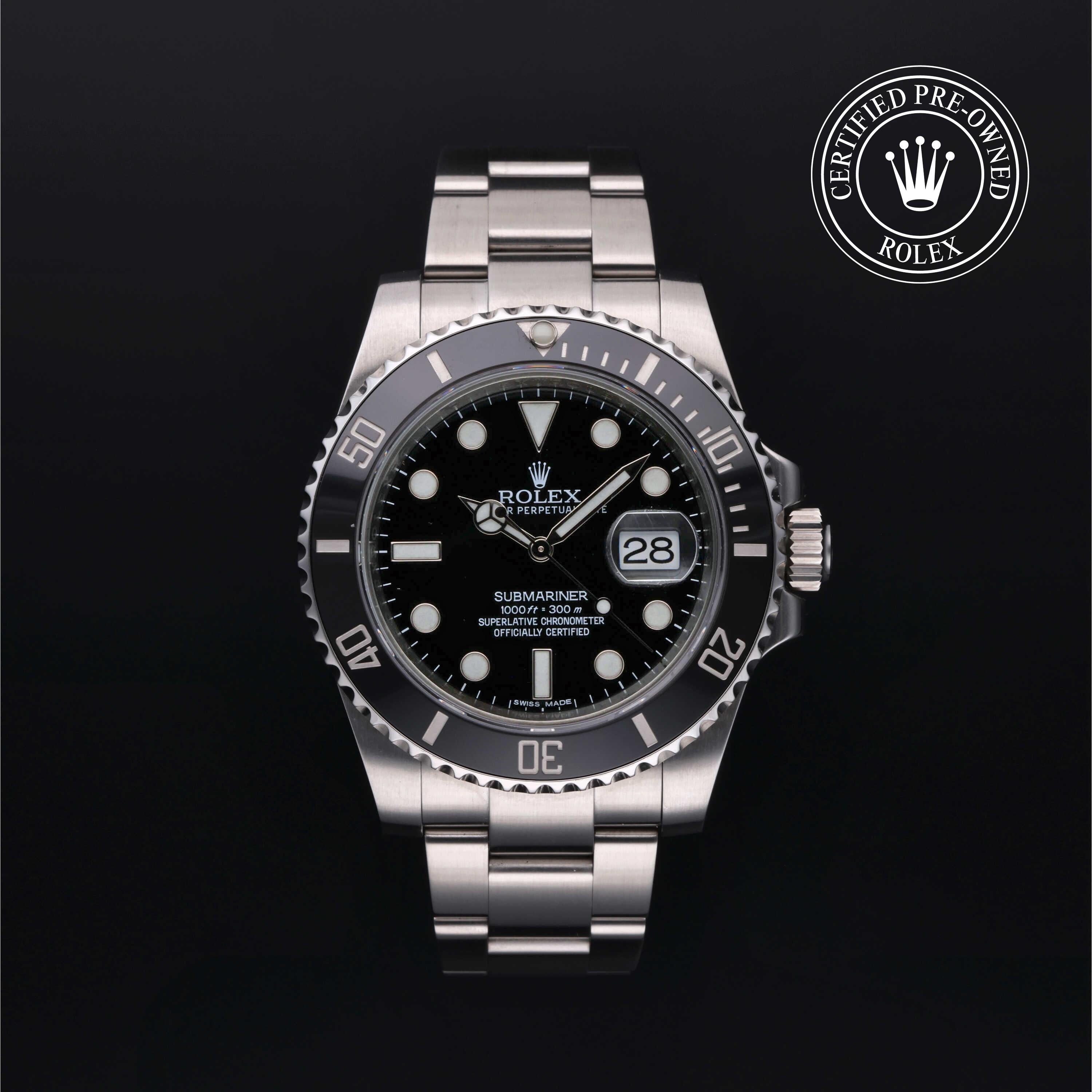 Rolex CPO Submariner M116610LN front on white background