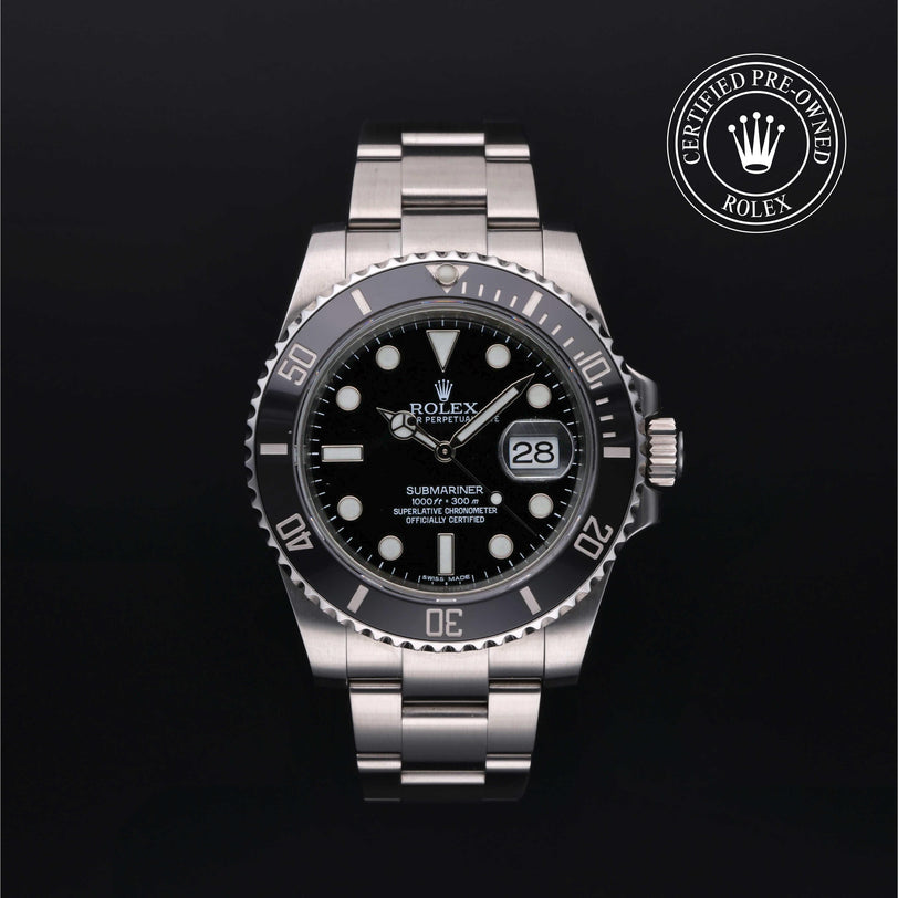 Rolex CPO Submariner M116610LN front on white background