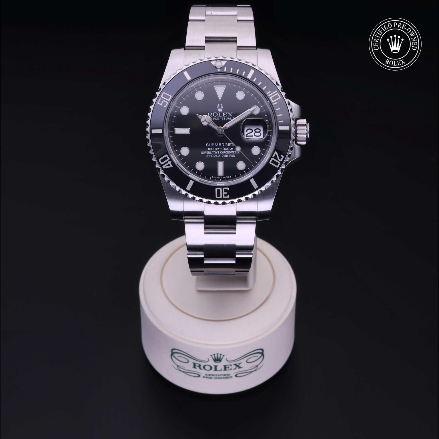 Rolex CPO Submariner M116610LN front on white background