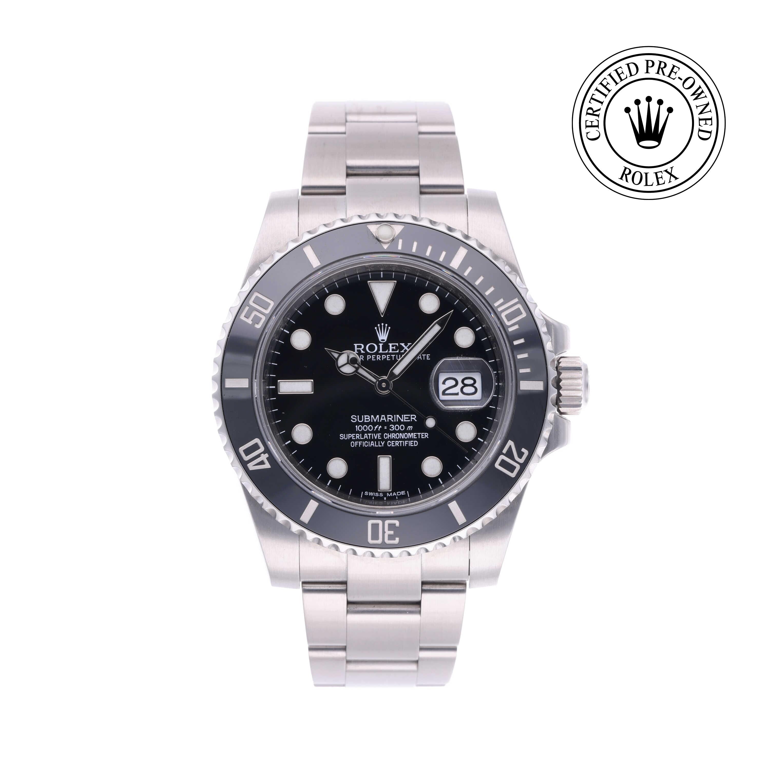 Rolex CPO Submariner M116610LN front on white background