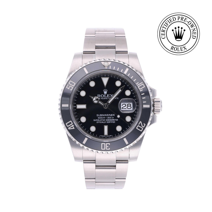 Rolex CPO Submariner M116610LN front on white background