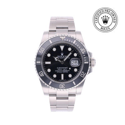 Rolex CPO Submariner M116610LN front on white background