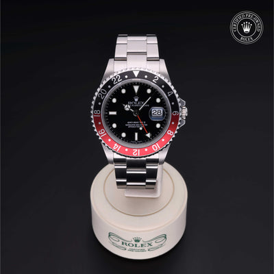 Rolex CPO GMT M16710 front on white background
