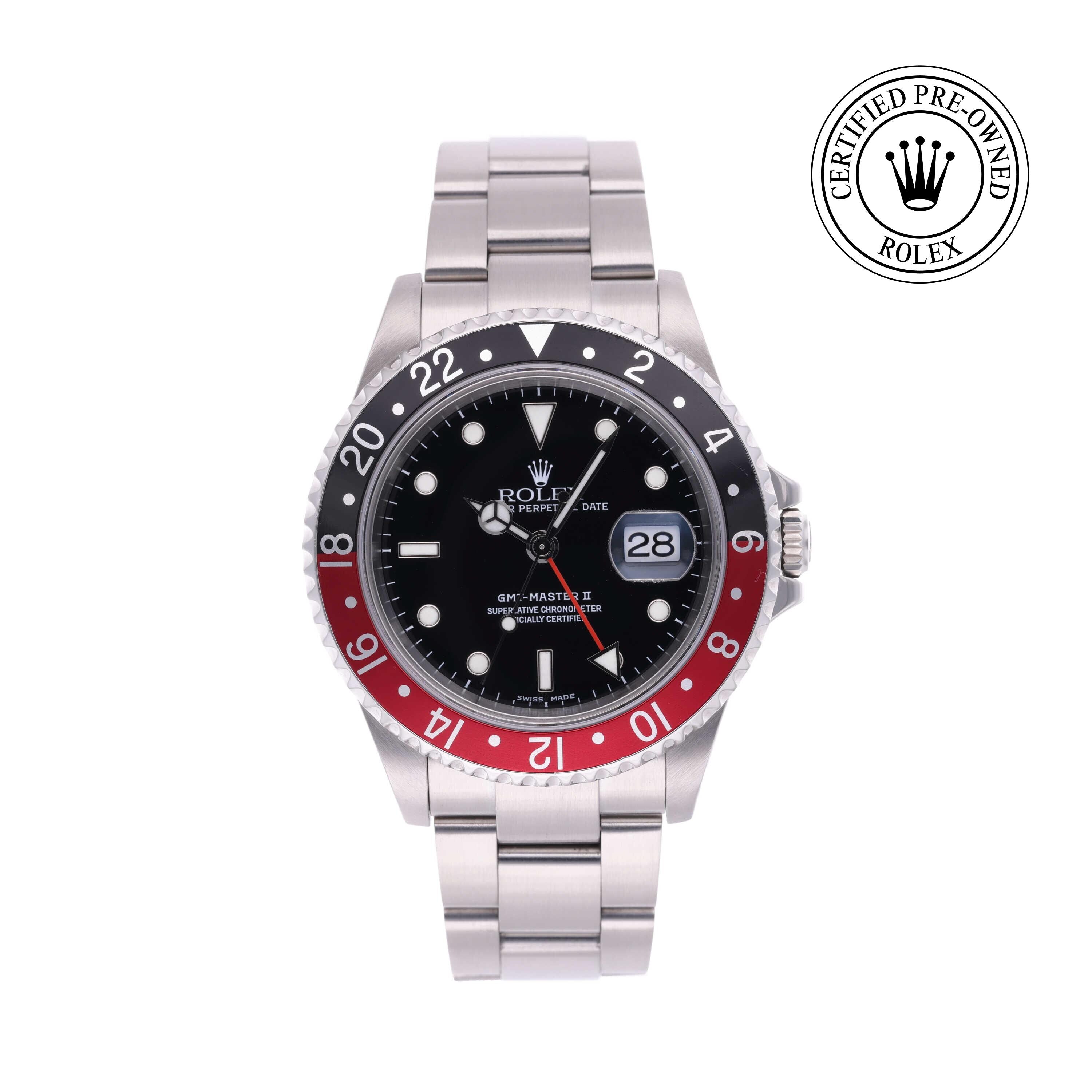 Rolex CPO GMT M16710 front on white background
