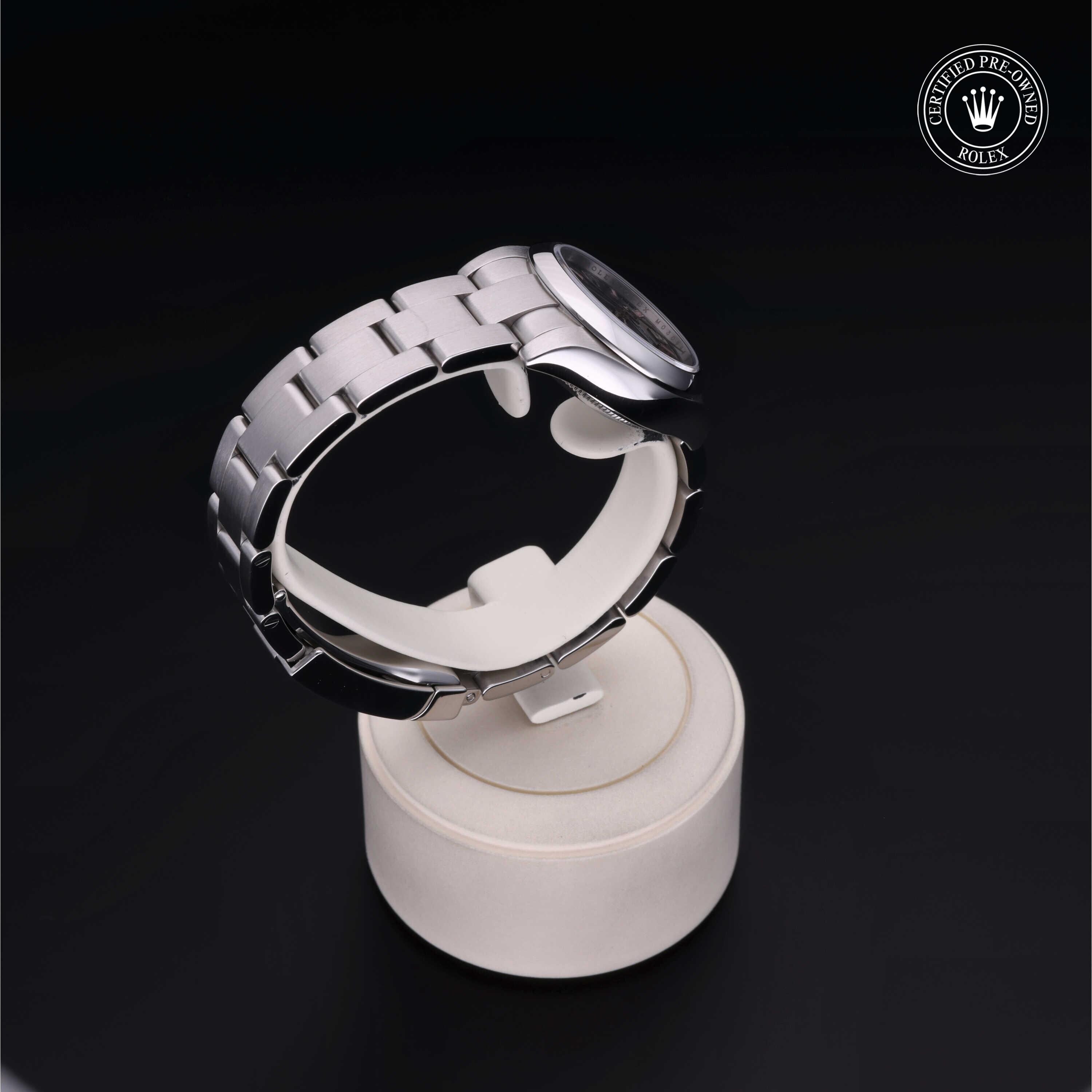 Rolex Certified Pre-owned Oyster Perpetual M176200-0009 front on black background