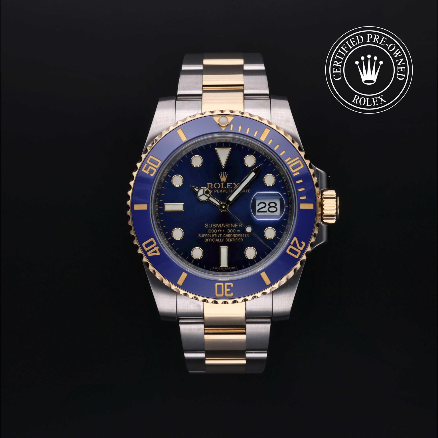 Rolex CPO Submariner M116613LB front on white background
