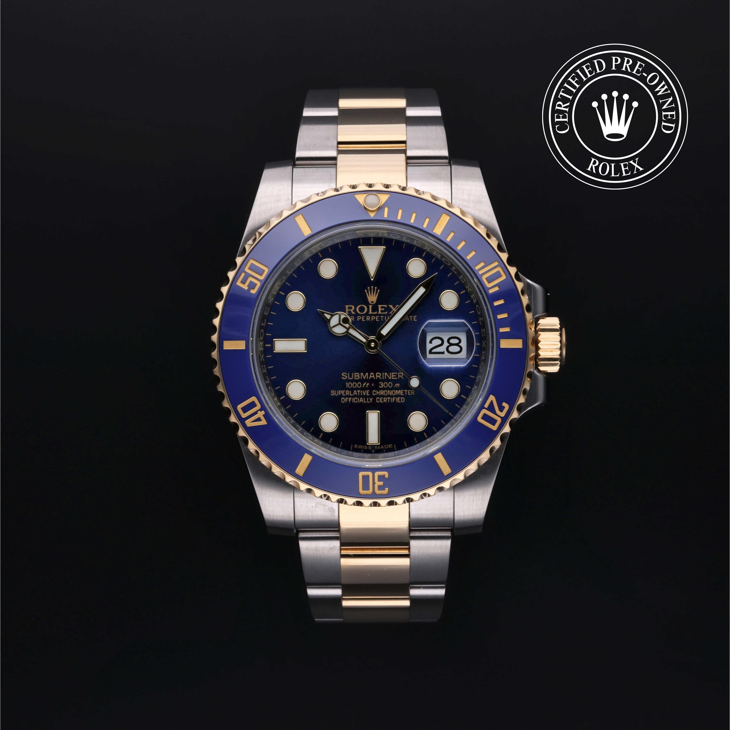 Rolex CPO Submariner M116613LB front on white background