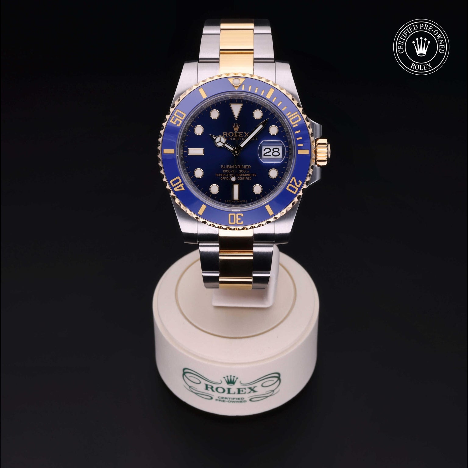 Rolex CPO Submariner M116613LB front on white background