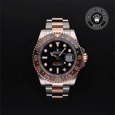 Rolex Certified Pre-owned GMT M126711CHNR-0002 front on black background