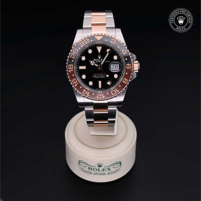 Rolex Certified Pre-owned GMT M126711CHNR-0002 front on black background