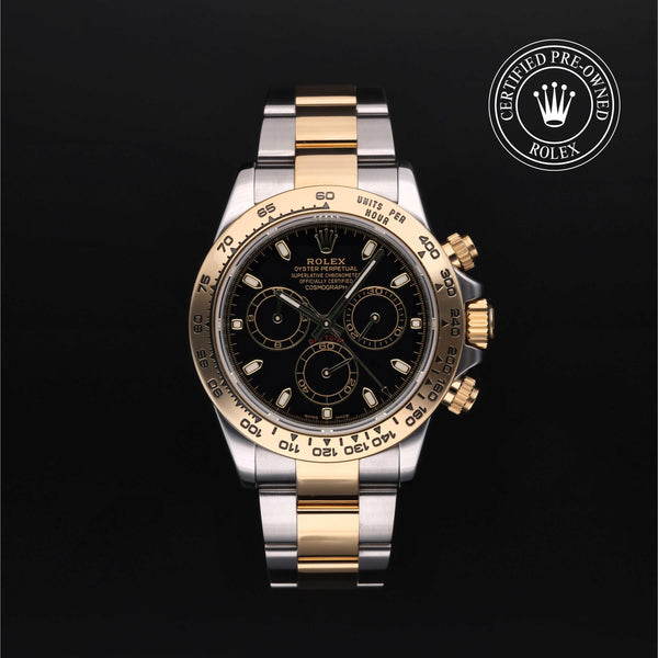 Rolex Certified Pre-owned Daytona M116503-0004 front on black background