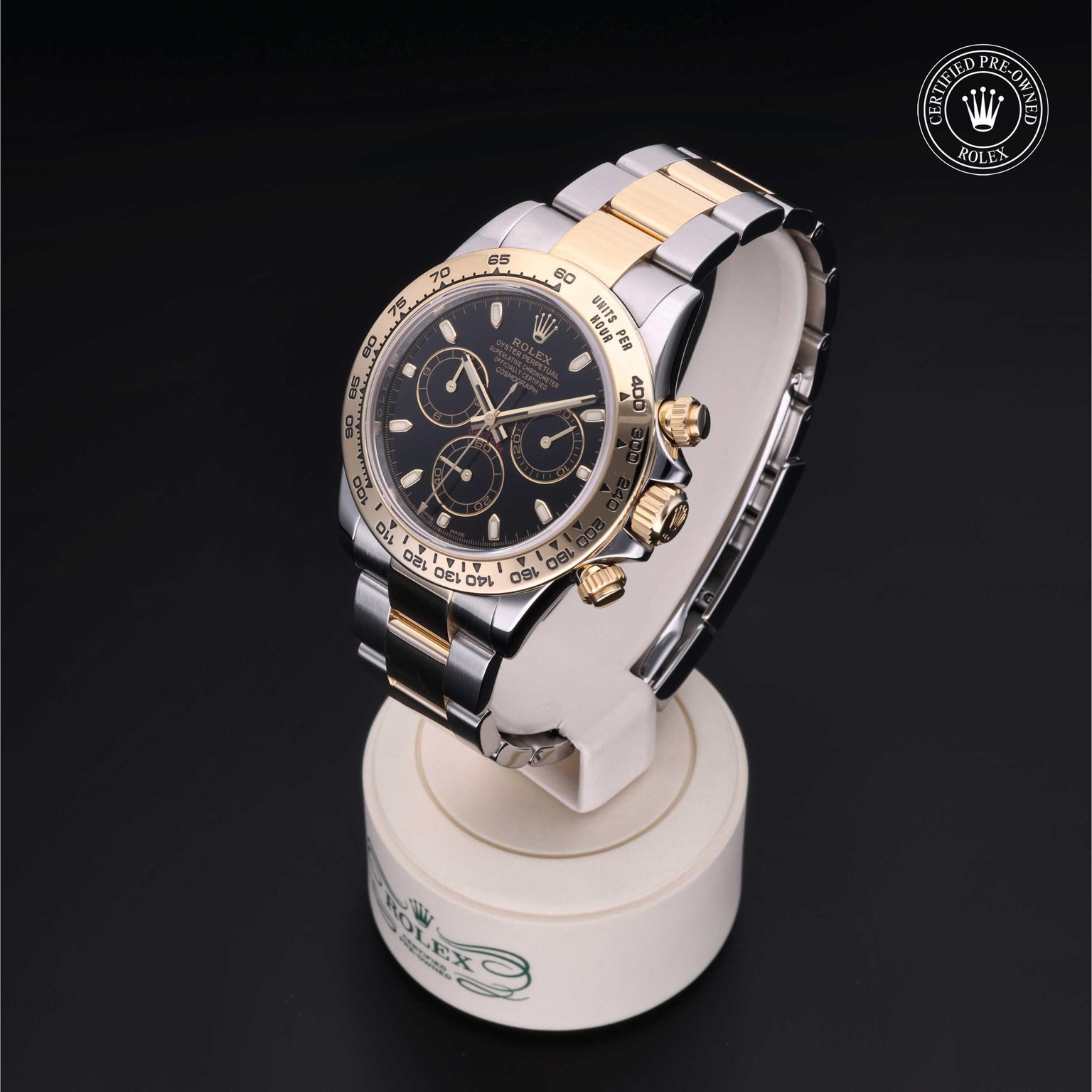 Rolex Certified Pre-owned Daytona M116503-0004 front on black background