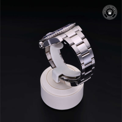 Rolex Certified Pre-owned GMT M126719BLRO-0003 front on black background