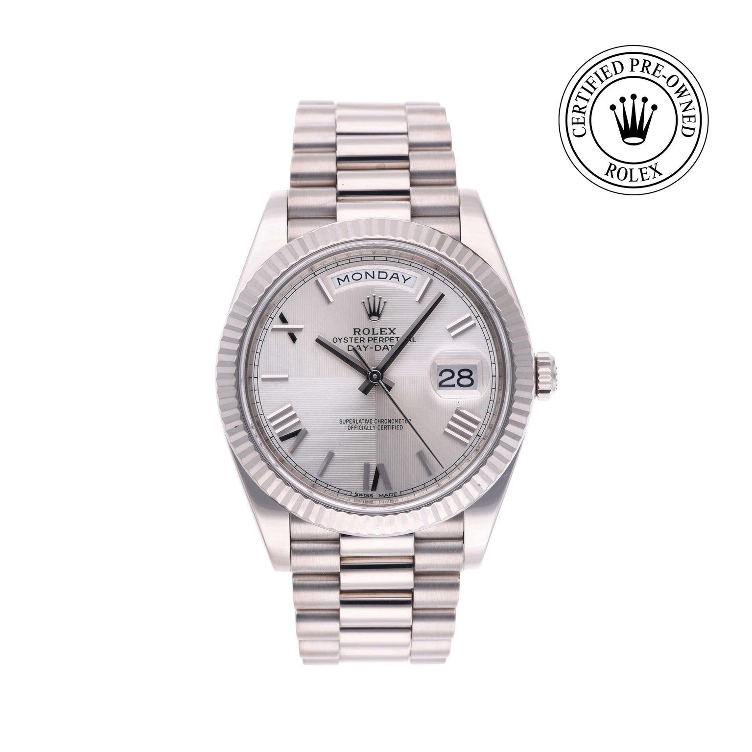 Rolex CPO Day-date M228239 front on white background
