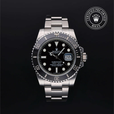 Rolex Certified Pre-owned Submariner M116610LN-0001 front on black background