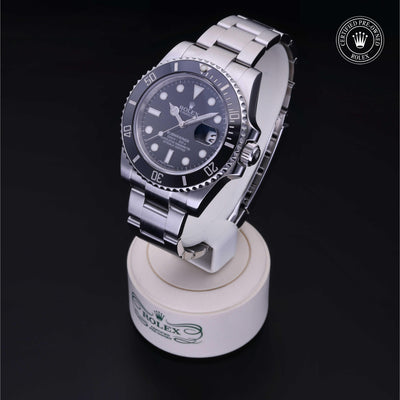 Rolex Certified Pre-owned Submariner M116610LN-0001 front on black background