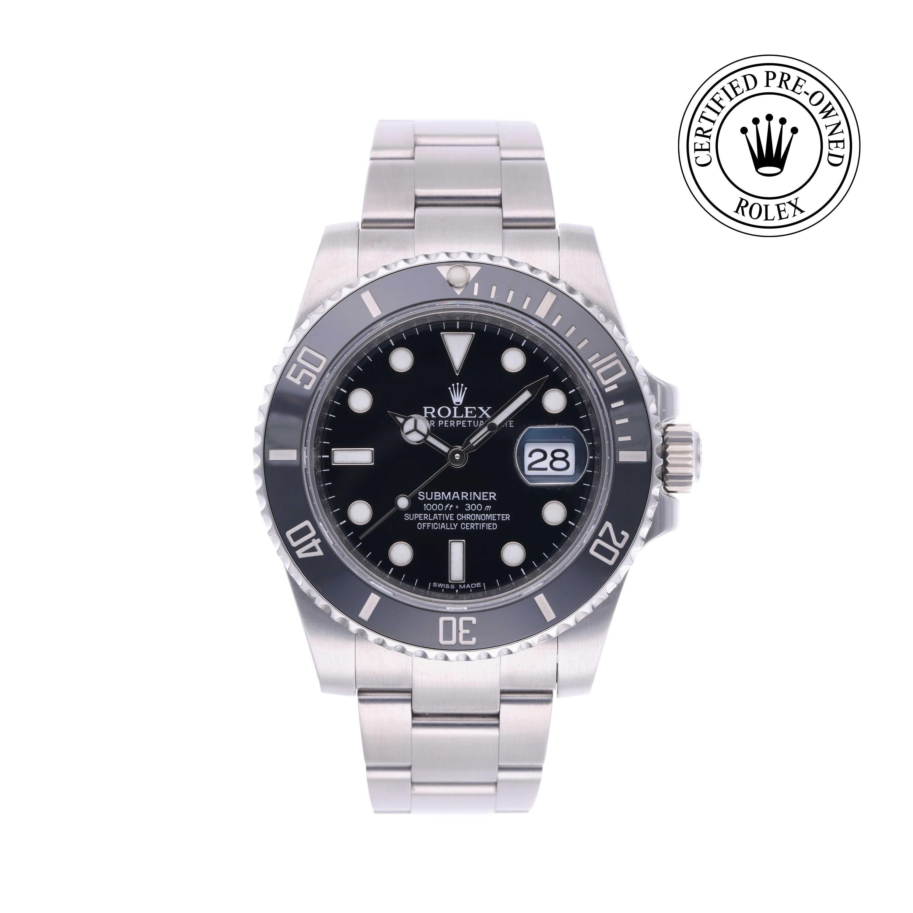 Rolex Certified Pre-owned Submariner M116610LN-0001 front on white background