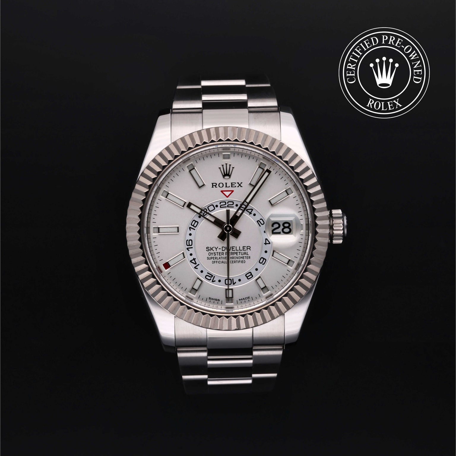 Rolex CPO Sky-Dweller M326934 front on white background