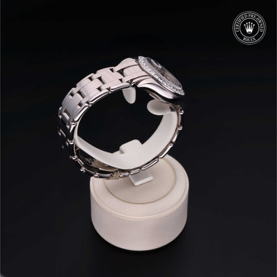 Rolex Certified Pre-owned Lady Datejust Pearlmaster M80299-0073 front on black background