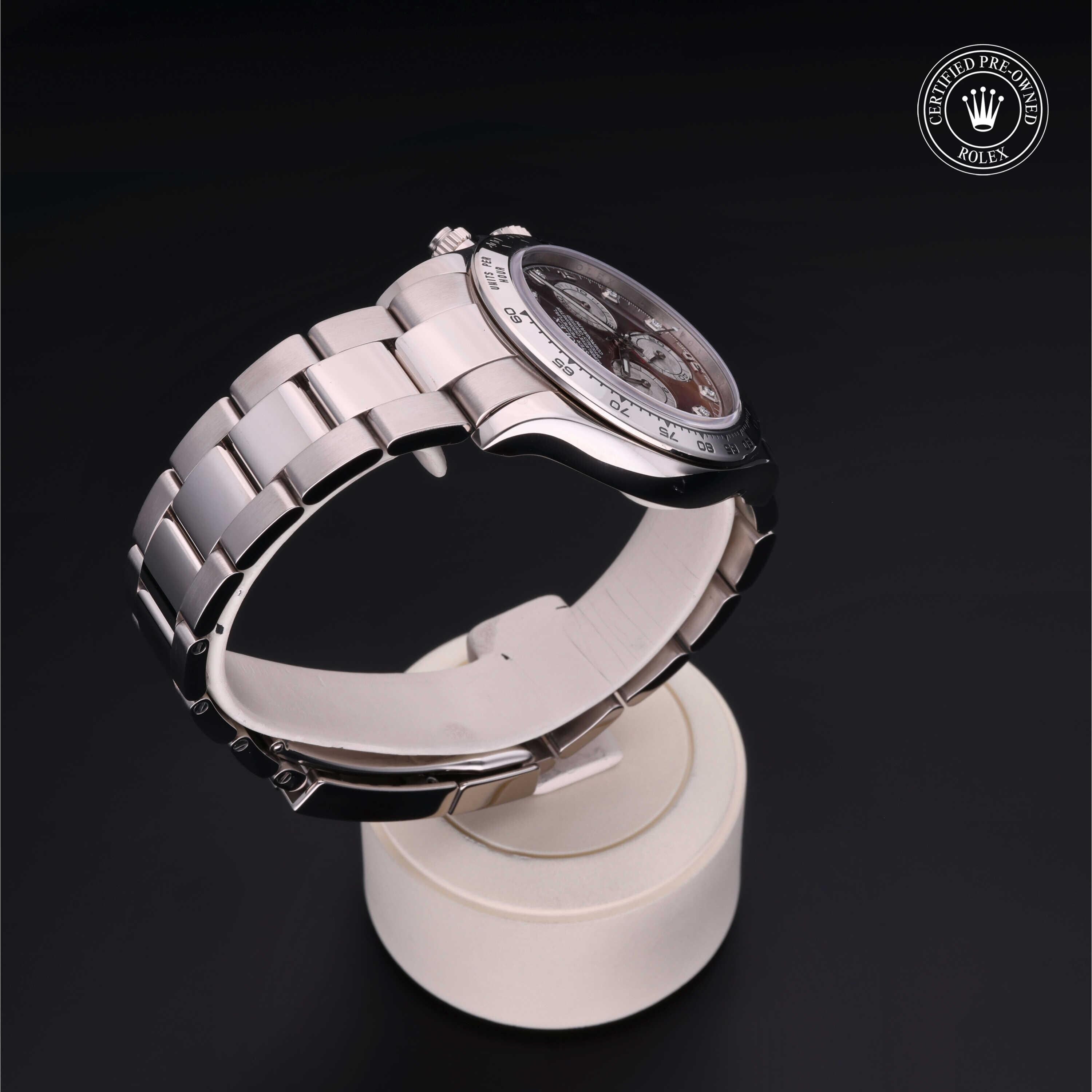 Rolex Certified Pre-owned Daytona M116509-0044 front on black background