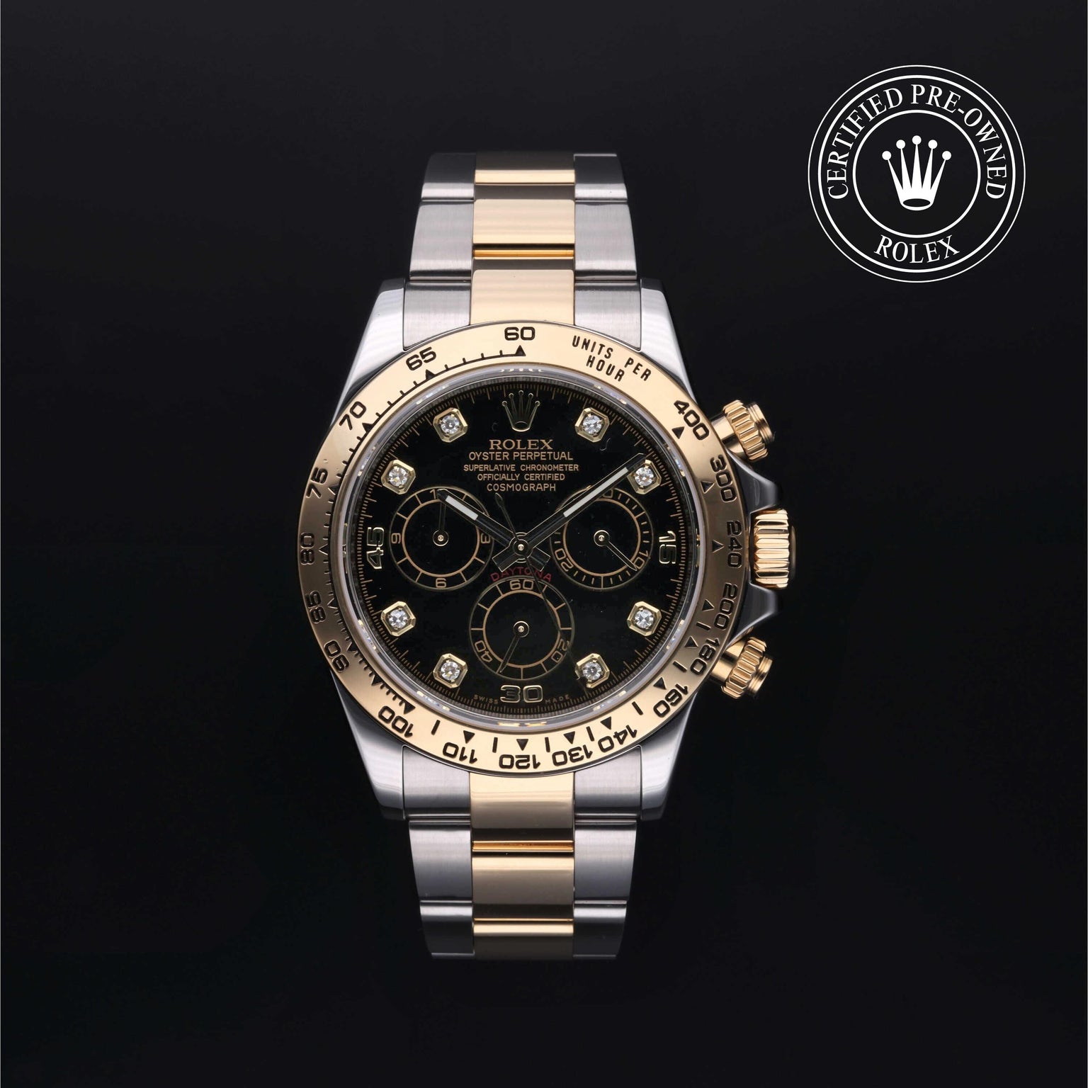 Rolex Certified Pre-owned Daytona M116503-0008 front on black background